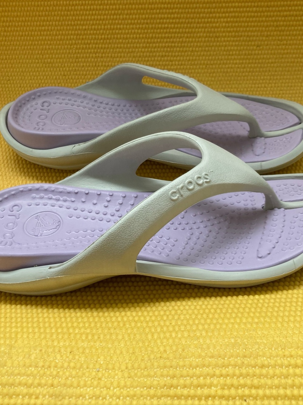 Crocs  Purple / Gray Two-Tone Flip Flop Sandals Womens 9 / Mens 7